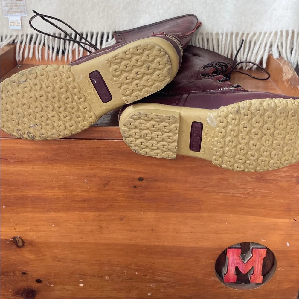 LL Bean rare 16” shearling lined boots cranberry - Picture 6 of 9